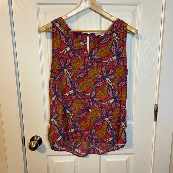 LOFT Tops - LOFT tropical floral print shell tank blouse sz M